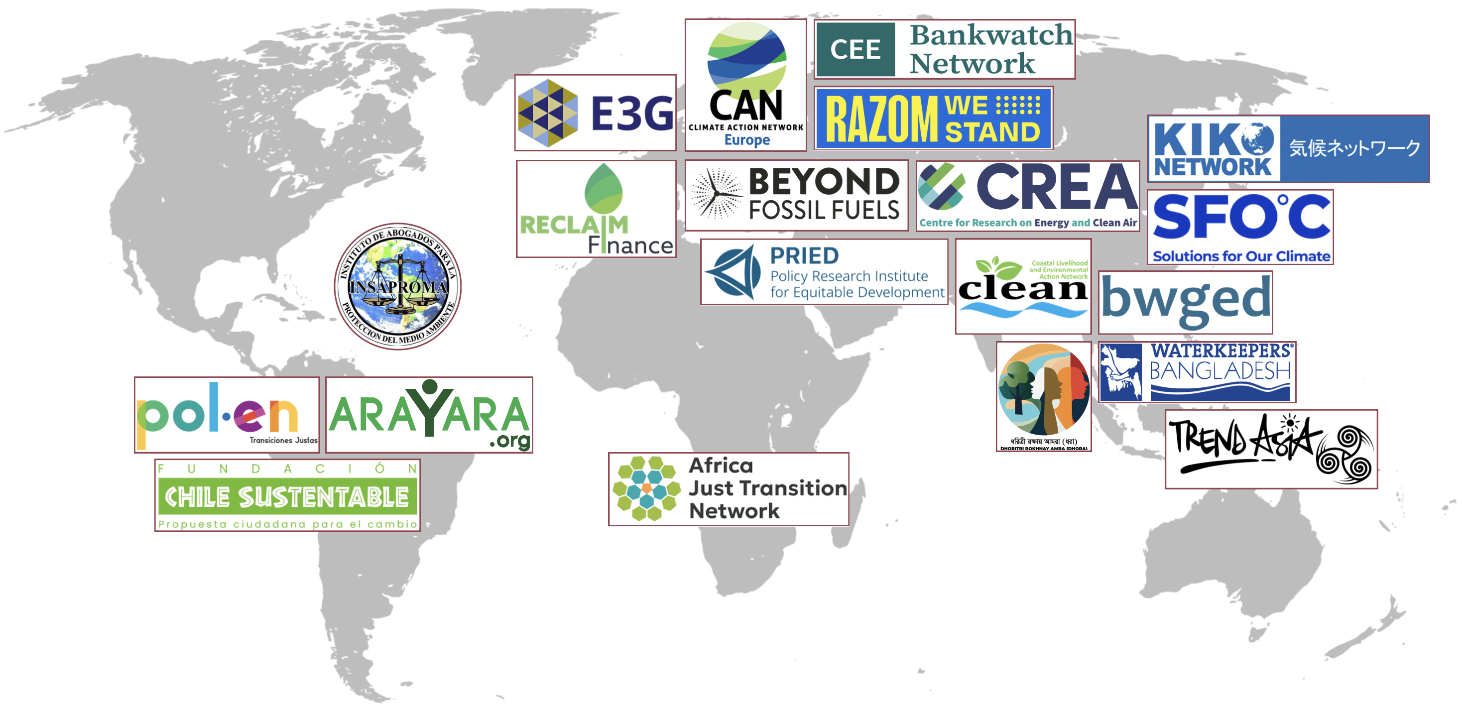 Map of GEM partners for Boom and Bust Coal 2026