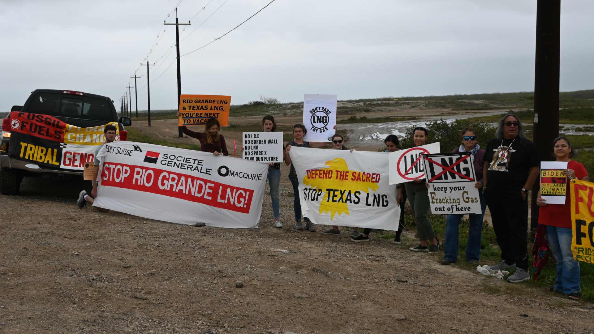 Protestors at the Rio Grande LNG terminal