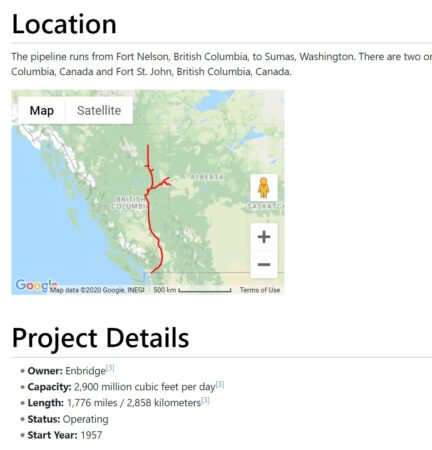 View of project details on Wiki page
